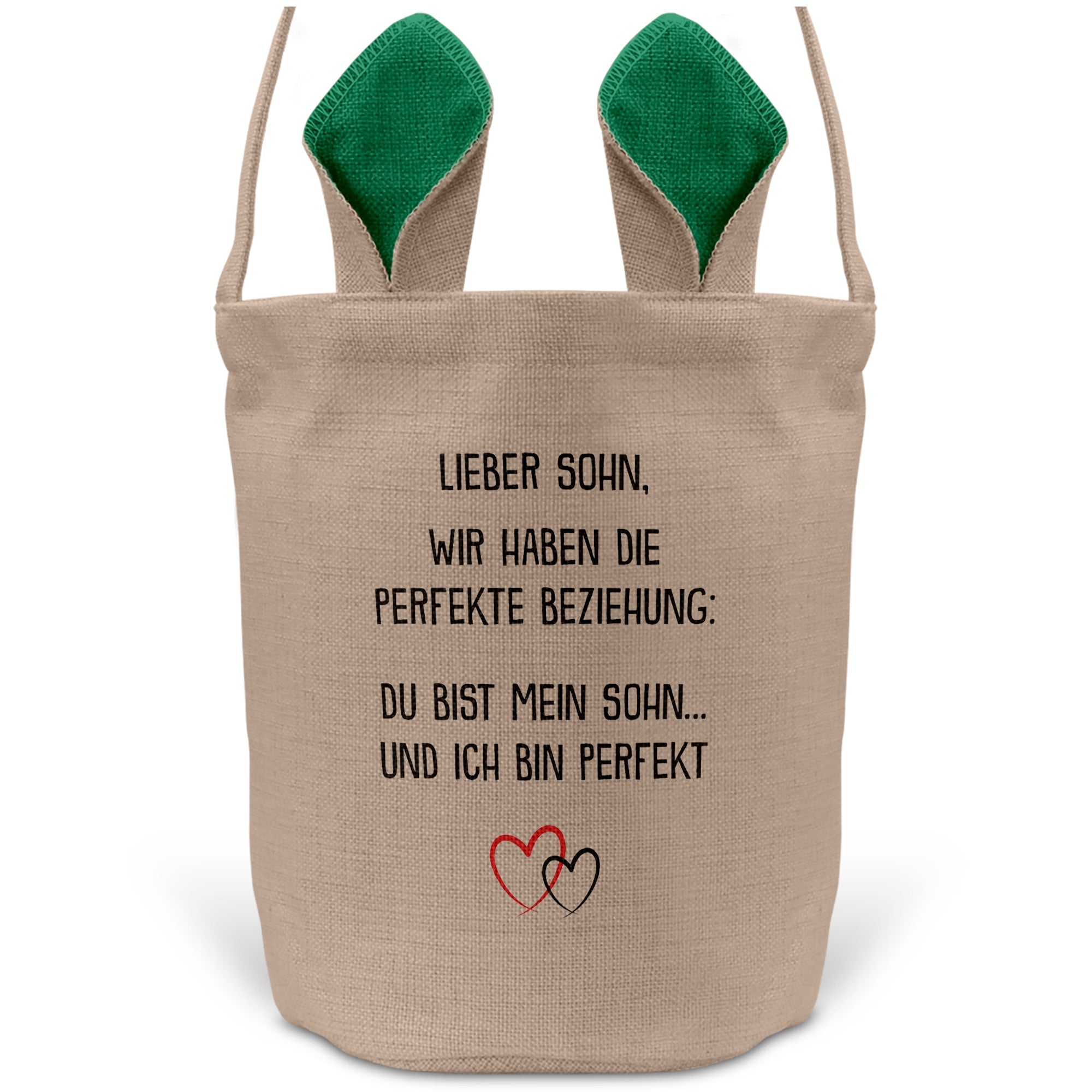 22Feels® Sohn Kinder Osterkorb mit Henkel Ostergeschenk Tragetasche Ostern Deko Osternest Körbchen Hasenohren (Beige/Grün)-Ostern Tragetasche-22Feels