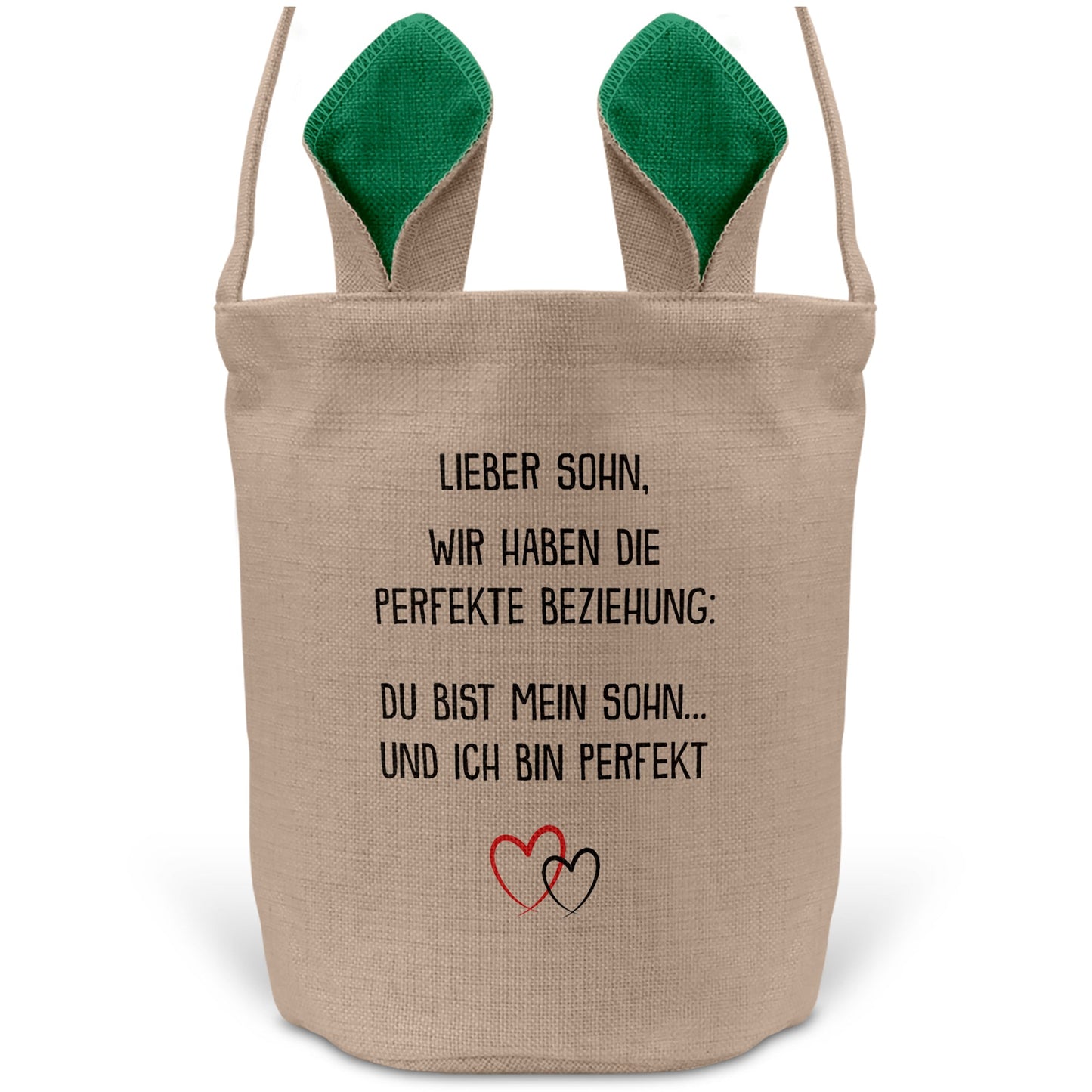 22Feels® Sohn Kinder Osterkorb mit Henkel Ostergeschenk Tragetasche Ostern Deko Osternest Körbchen Hasenohren (Beige/Grün)-Ostern Tragetasche-22Feels