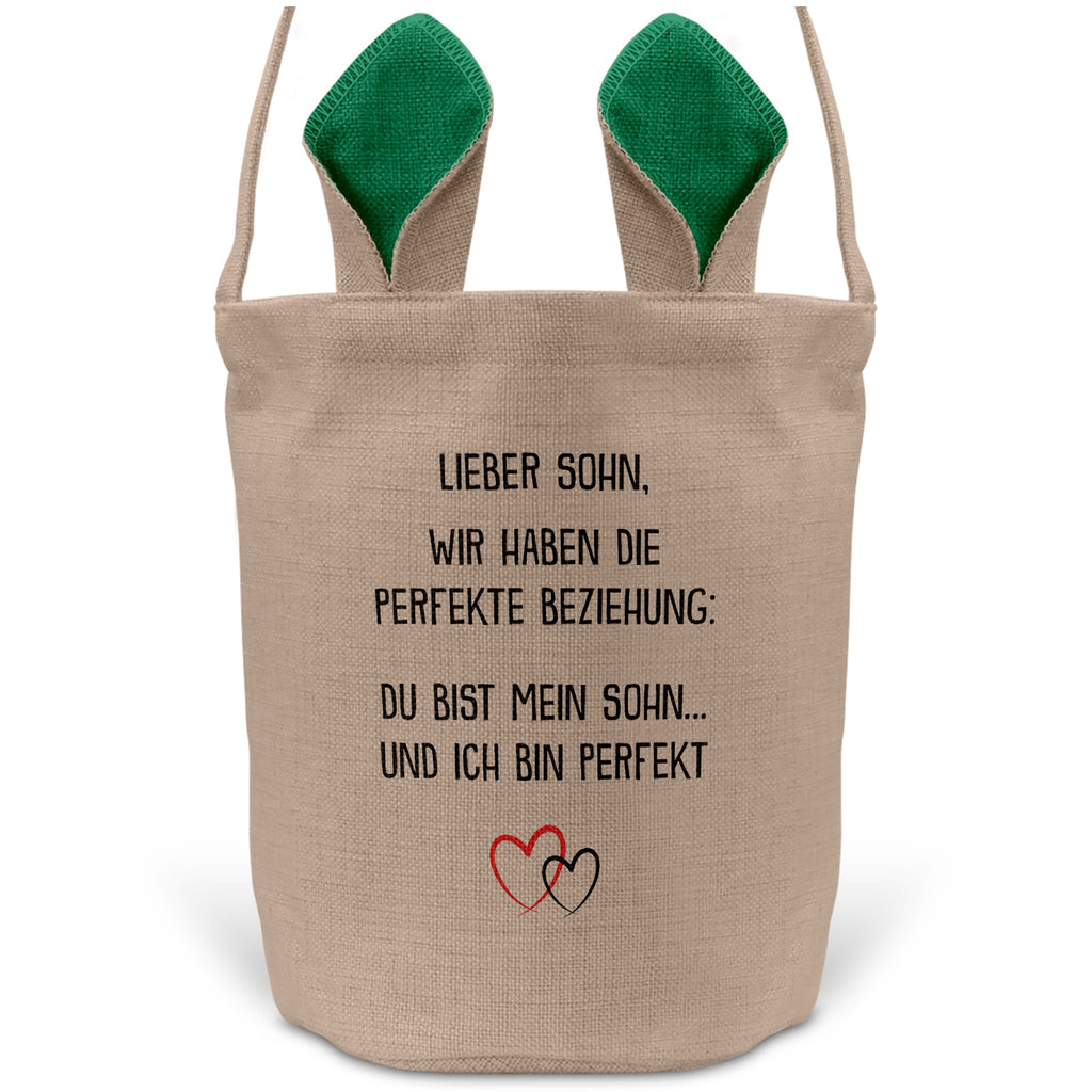 22Feels® Sohn Kinder Osterkorb mit Henkel Ostergeschenk Tragetasche Ostern Deko Osternest Körbchen Hasenohren (Beige/Grün)-Ostern Tragetasche-22Feels