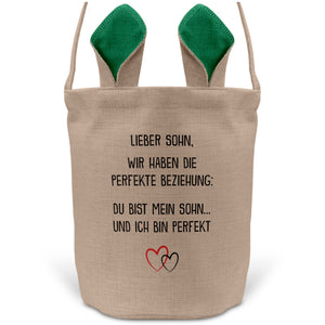 22Feels® Sohn Kinder Osterkorb mit Henkel Ostergeschenk Tragetasche Ostern Deko Osternest Körbchen Hasenohren (Beige/Grün)-Ostern Tragetasche-22Feels