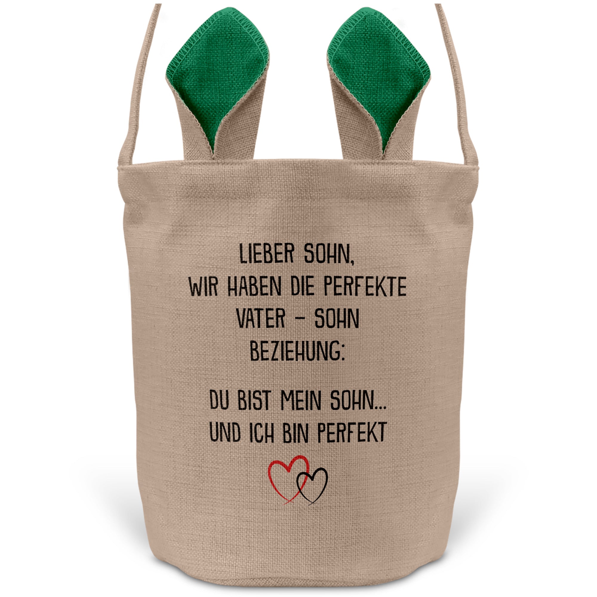 22Feels® Sohn Osterkorb von Papa Kinder mit Henkel Ostergeschenk Tragetasche Ostern Deko Osternest Körbchen Hasenohren (Beige/Grün)-Ostern Tragetasche-22Feels