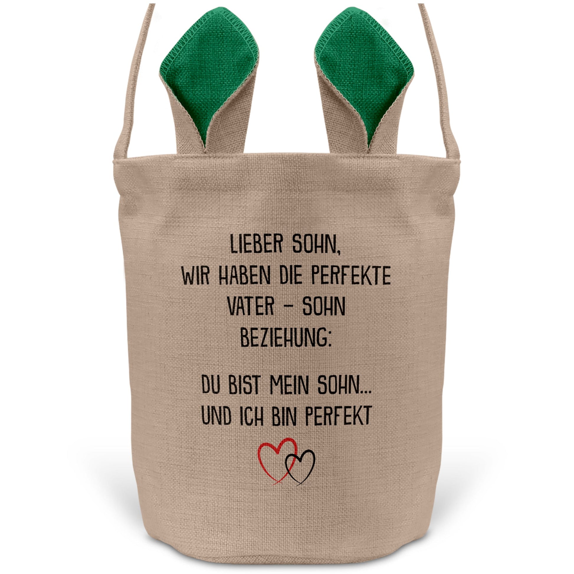22Feels® Sohn Osterkorb von Papa Kinder mit Henkel Ostergeschenk Tragetasche Ostern Deko Osternest Körbchen Hasenohren (Beige/Grün)-Ostern Tragetasche-22Feels