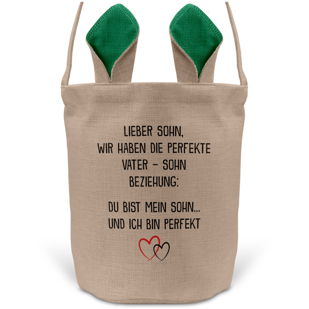22Feels® Sohn Osterkorb von Papa Kinder mit Henkel Ostergeschenk Tragetasche Ostern Deko Osternest Körbchen Hasenohren (Beige/Grün)-Ostern Tragetasche-22Feels