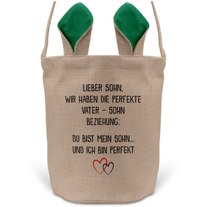 22Feels® Sohn Osterkorb von Papa Kinder mit Henkel Ostergeschenk Tragetasche Ostern Deko Osternest Körbchen Hasenohren (Beige/Grün)-Ostern Tragetasche-22Feels