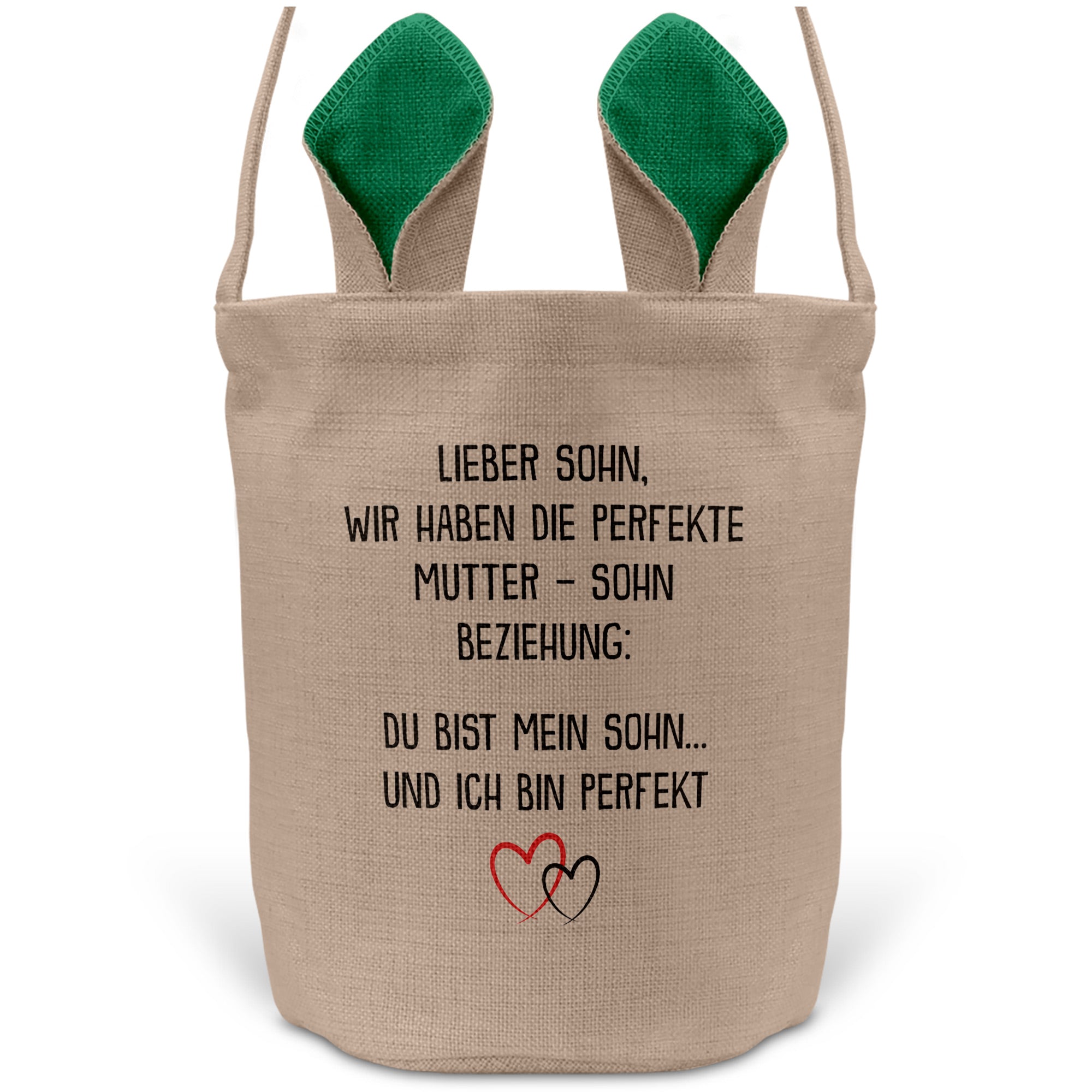 22Feels® Sohn Osterkorb von Mama Kinder mit Henkel Ostergeschenk Tragetasche Ostern Deko Osternest Körbchen Hasenohren (Beige/Grün)-Ostern Tragetasche-22Feels