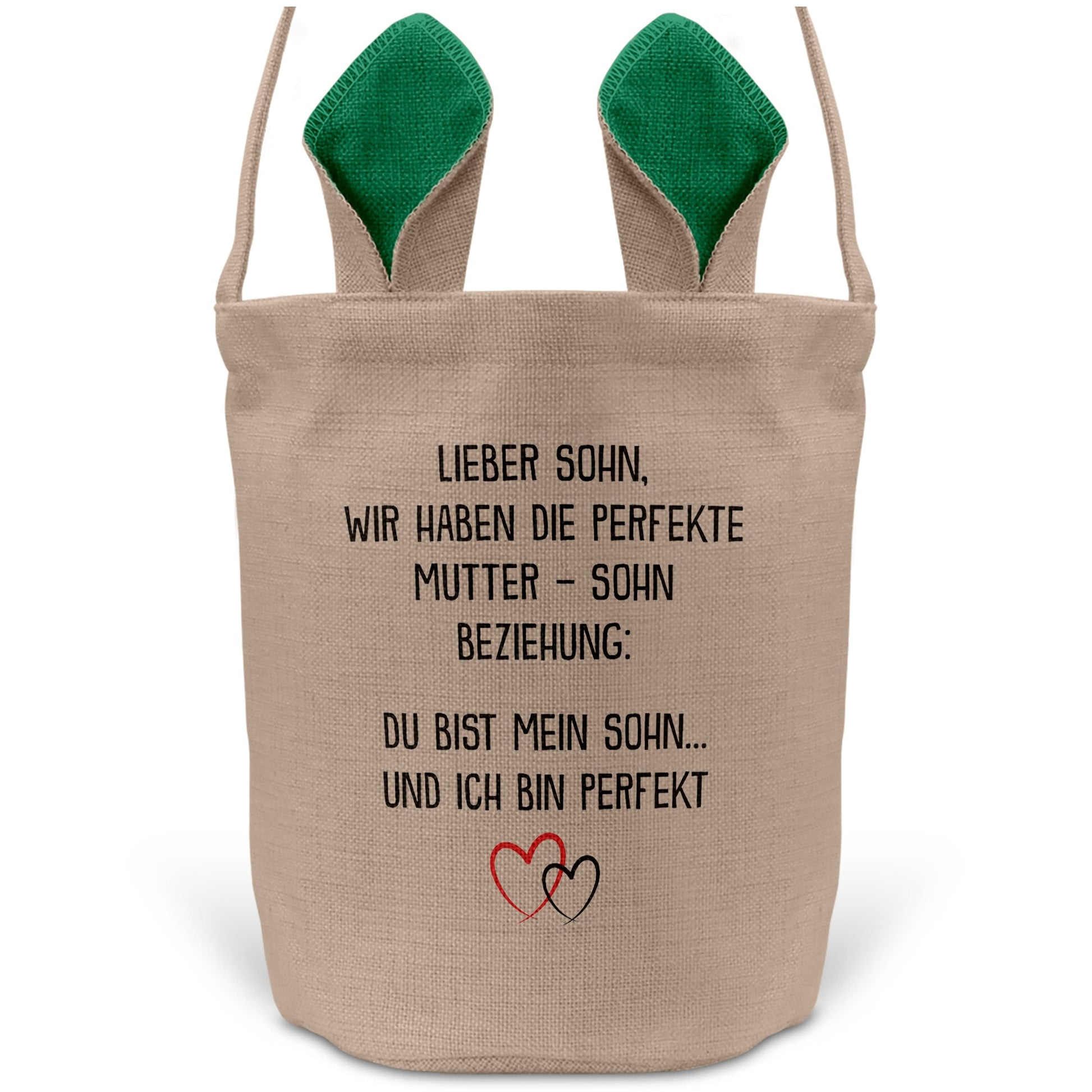 22Feels® Sohn Osterkorb von Mama Kinder mit Henkel Ostergeschenk Tragetasche Ostern Deko Osternest Körbchen Hasenohren (Beige/Grün)-Ostern Tragetasche-22Feels