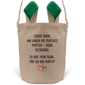 22Feels® Sohn Osterkorb von Mama Kinder mit Henkel Ostergeschenk Tragetasche Ostern Deko Osternest Körbchen Hasenohren (Beige/Grün)-Ostern Tragetasche-22Feels