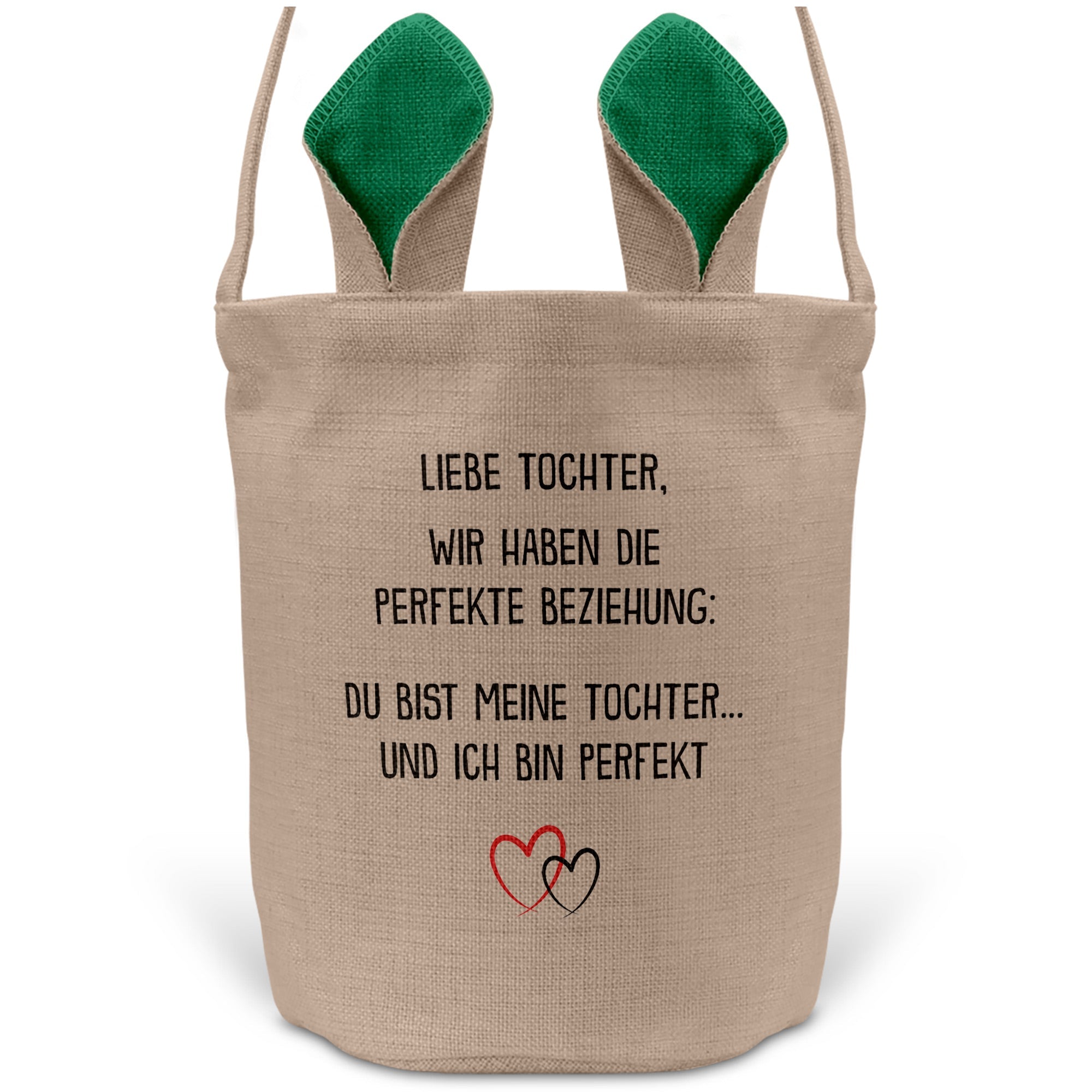 22Feels® Tochter Kinder Osterkorb mit Henkel Ostergeschenk Tragetasche Ostern Deko Osternest Körbchen Hasenohren (Beige/Grün)-Ostern Tragetasche-22Feels
