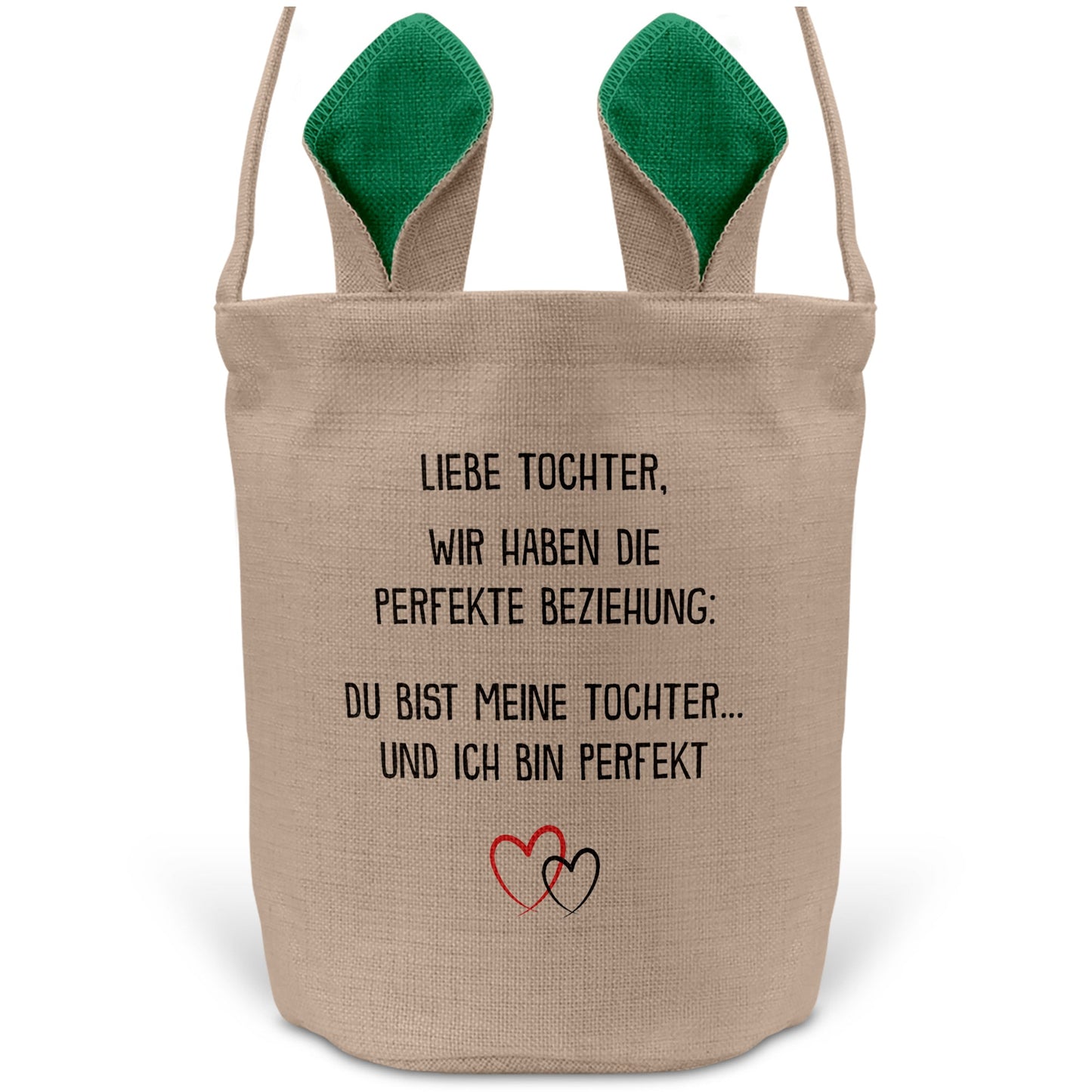 22Feels® Tochter Kinder Osterkorb mit Henkel Ostergeschenk Tragetasche Ostern Deko Osternest Körbchen Hasenohren (Beige/Grün)-Ostern Tragetasche-22Feels