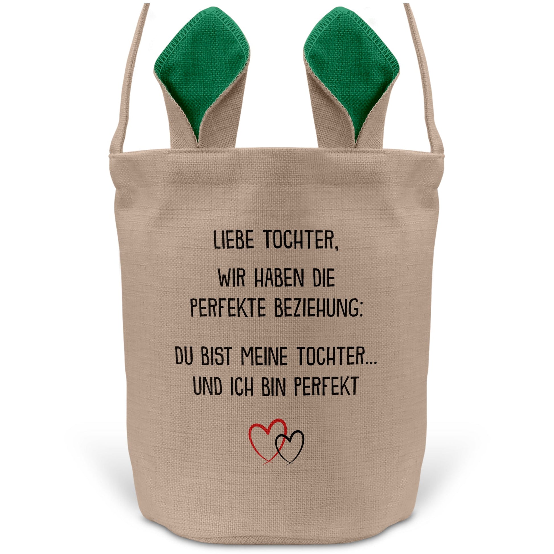 22Feels® Tochter Kinder Osterkorb mit Henkel Ostergeschenk Tragetasche Ostern Deko Osternest Körbchen Hasenohren (Beige/Grün)-Ostern Tragetasche-22Feels