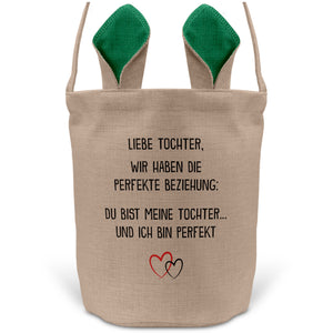22Feels® Tochter Kinder Osterkorb mit Henkel Ostergeschenk Tragetasche Ostern Deko Osternest Körbchen Hasenohren (Beige/Grün)-Ostern Tragetasche-22Feels