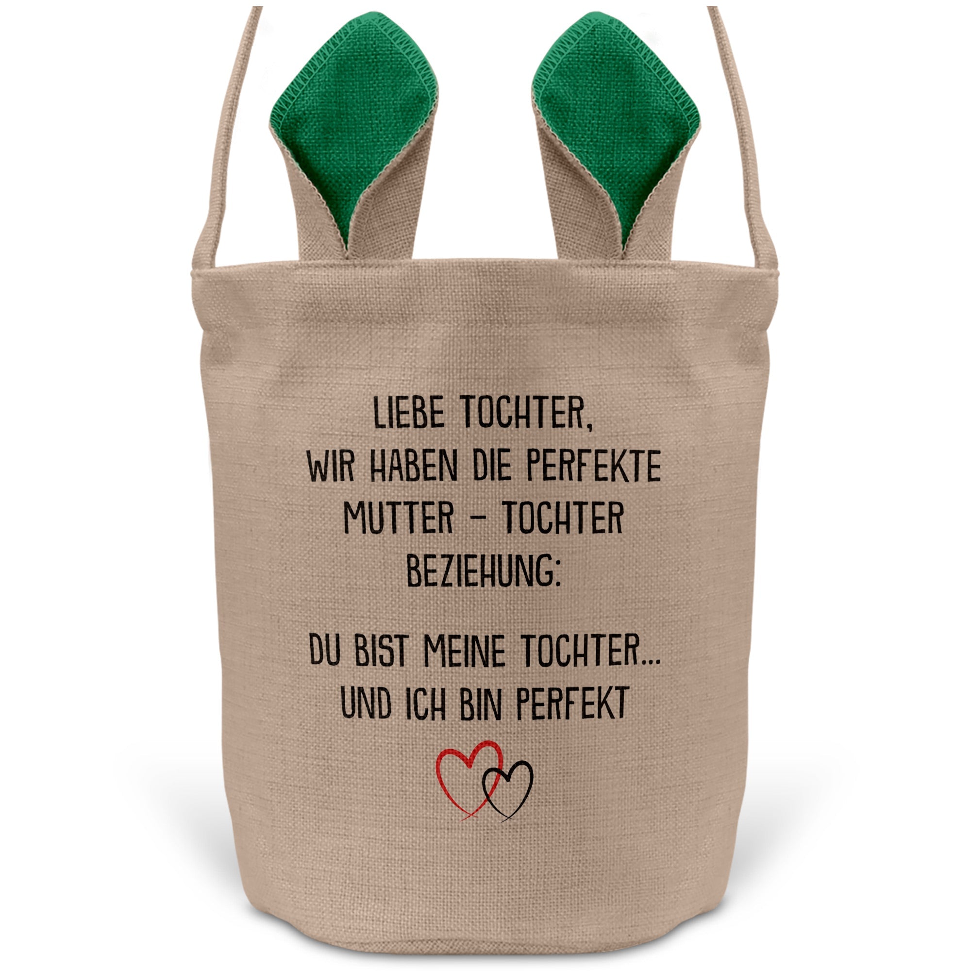22Feels® Tochter Osterkorb von Mama Kinder mit Henkel Ostergeschenk Tragetasche Ostern Deko Osternest Körbchen Hasenohren (Beige/Grün)-Ostern Tragetasche-22Feels