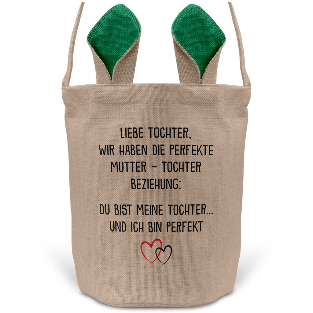 22Feels® Tochter Osterkorb von Mama Kinder mit Henkel Ostergeschenk Tragetasche Ostern Deko Osternest Körbchen Hasenohren (Beige/Grün)-Ostern Tragetasche-22Feels