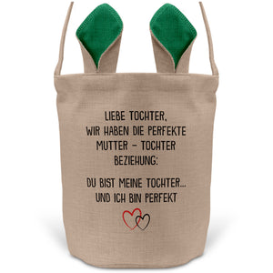 22Feels® Tochter Osterkorb von Mama Kinder mit Henkel Ostergeschenk Tragetasche Ostern Deko Osternest Körbchen Hasenohren (Beige/Grün)-Ostern Tragetasche-22Feels