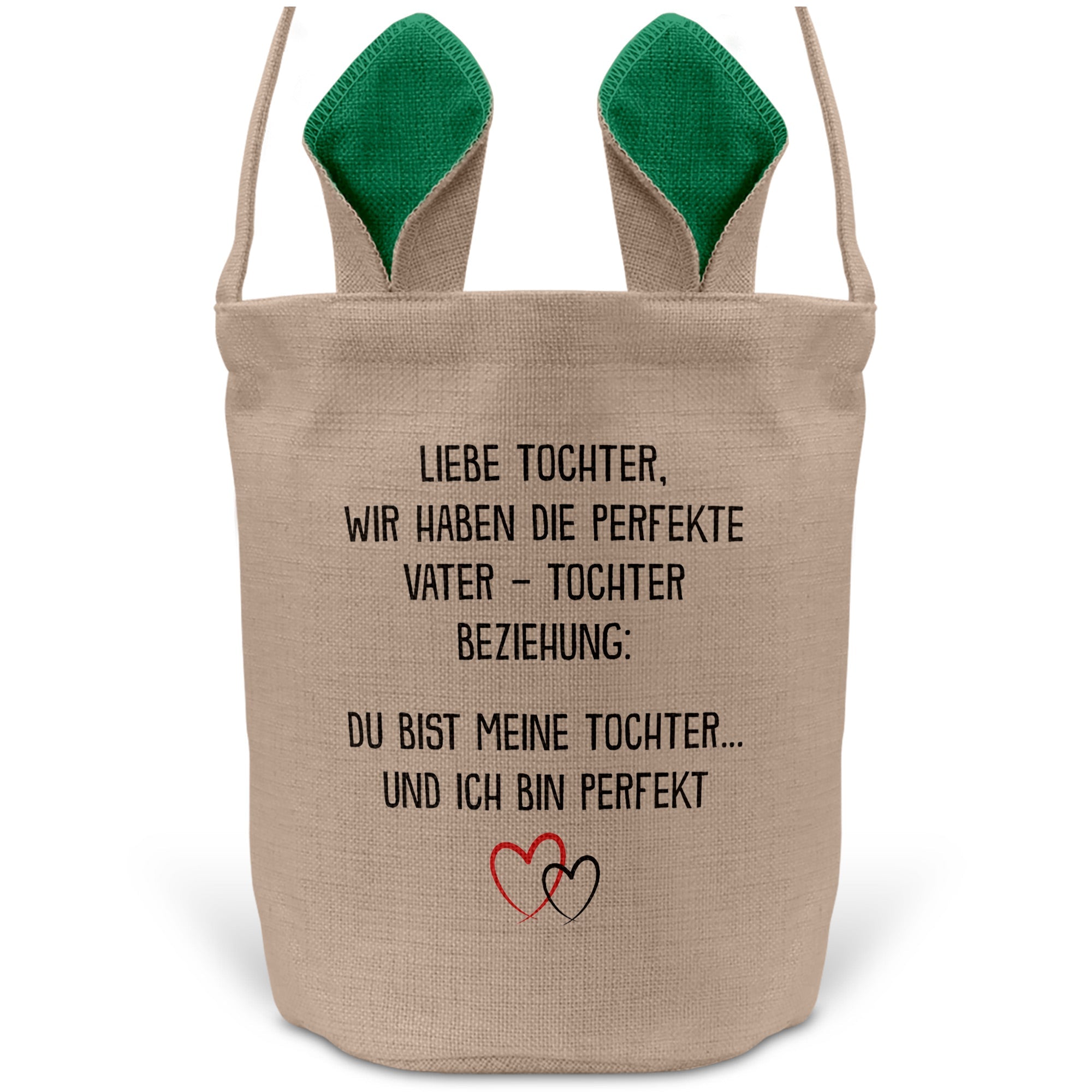 22Feels® Tochter Osterkorb von Papa Kinder mit Henkel Ostergeschenk Tragetasche Ostern Deko Osternest Körbchen Hasenohren (Beige/Grün)-Ostern Tragetasche-22Feels