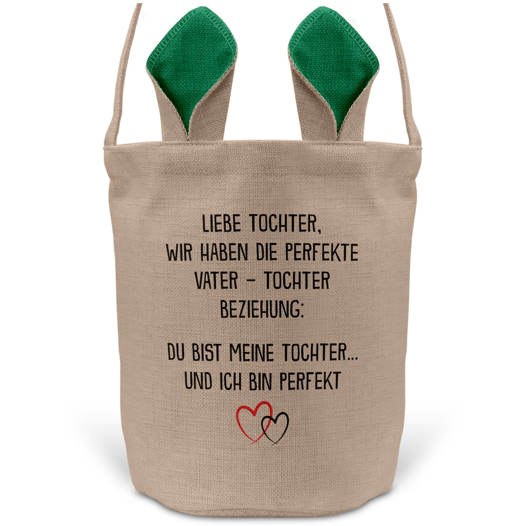 22Feels® Tochter Osterkorb von Papa Kinder mit Henkel Ostergeschenk Tragetasche Ostern Deko Osternest Körbchen Hasenohren (Beige/Grün)-Ostern Tragetasche-22Feels