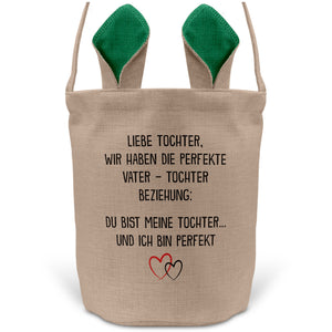 22Feels® Tochter Osterkorb von Papa Kinder mit Henkel Ostergeschenk Tragetasche Ostern Deko Osternest Körbchen Hasenohren (Beige/Grün)-Ostern Tragetasche-22Feels