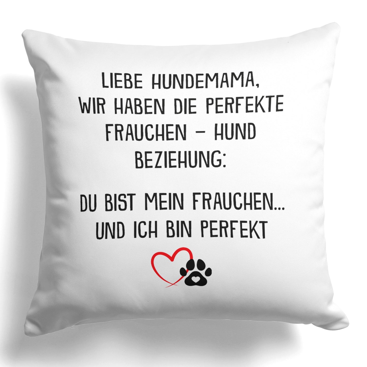 22Feels® Hundemama Geschenk für Dog Moms und Hunde Frauchen - Kissen mit Spruch (Weiss 40x40cm)-Kissen Weiss 40x40-22Feels