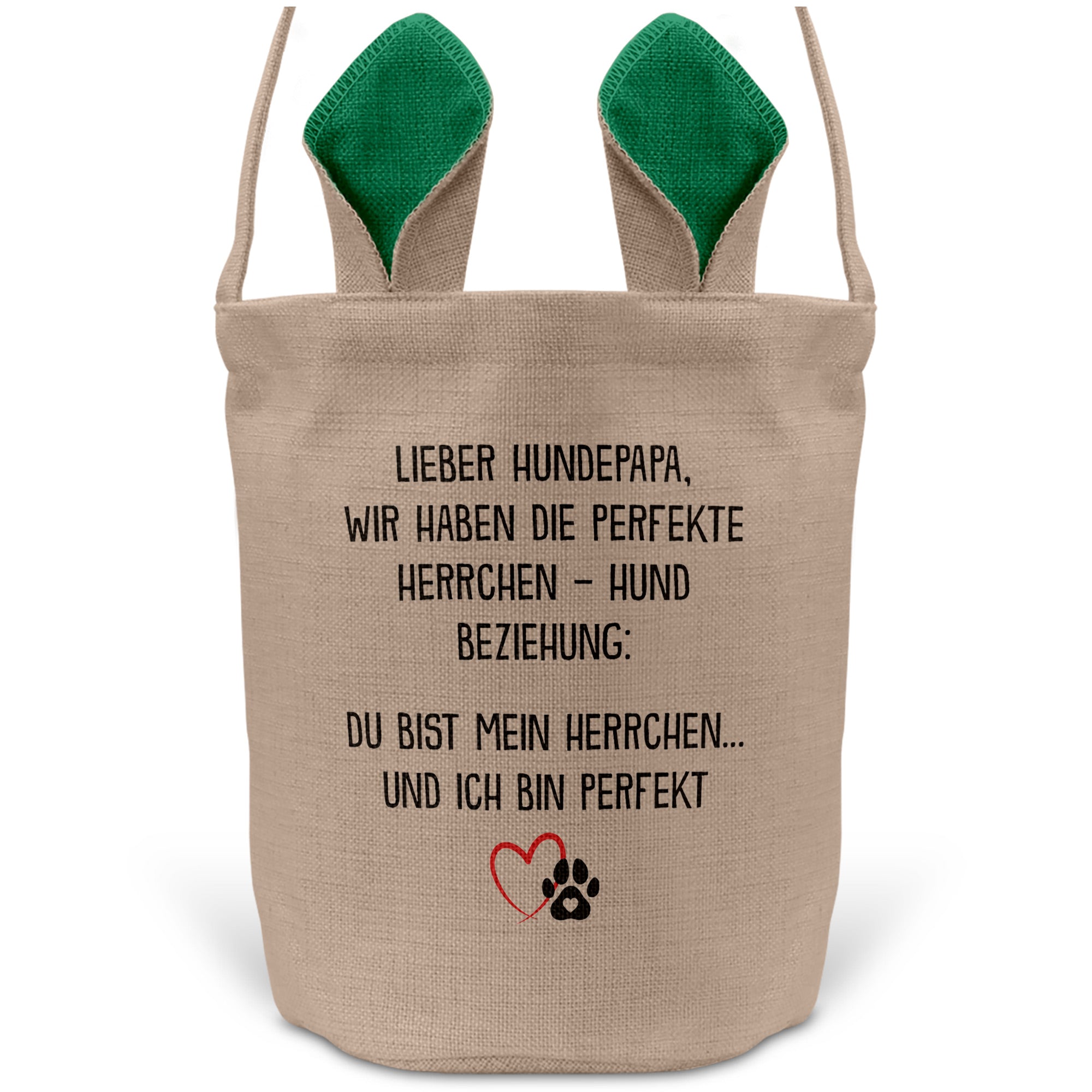 22Feels® Hundepapa Herrchen Hunde Osterkorb mit Henkel Ostergeschenk Tragetasche Ostern Deko Osternest Körbchen Hasenohren (Beige/Grün)-Ostern Tragetasche-22Feels