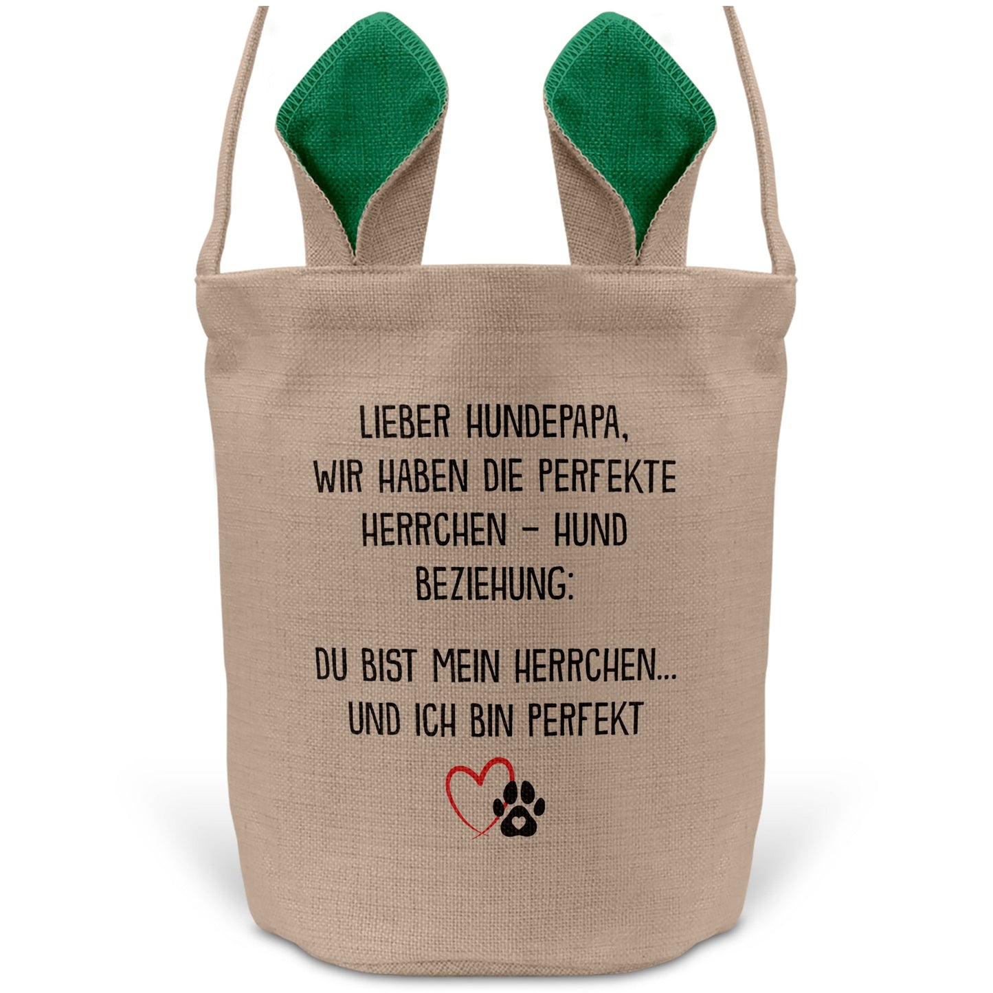 22Feels® Hundepapa Herrchen Hunde Osterkorb mit Henkel Ostergeschenk Tragetasche Ostern Deko Osternest Körbchen Hasenohren (Beige/Grün)-Ostern Tragetasche-22Feels