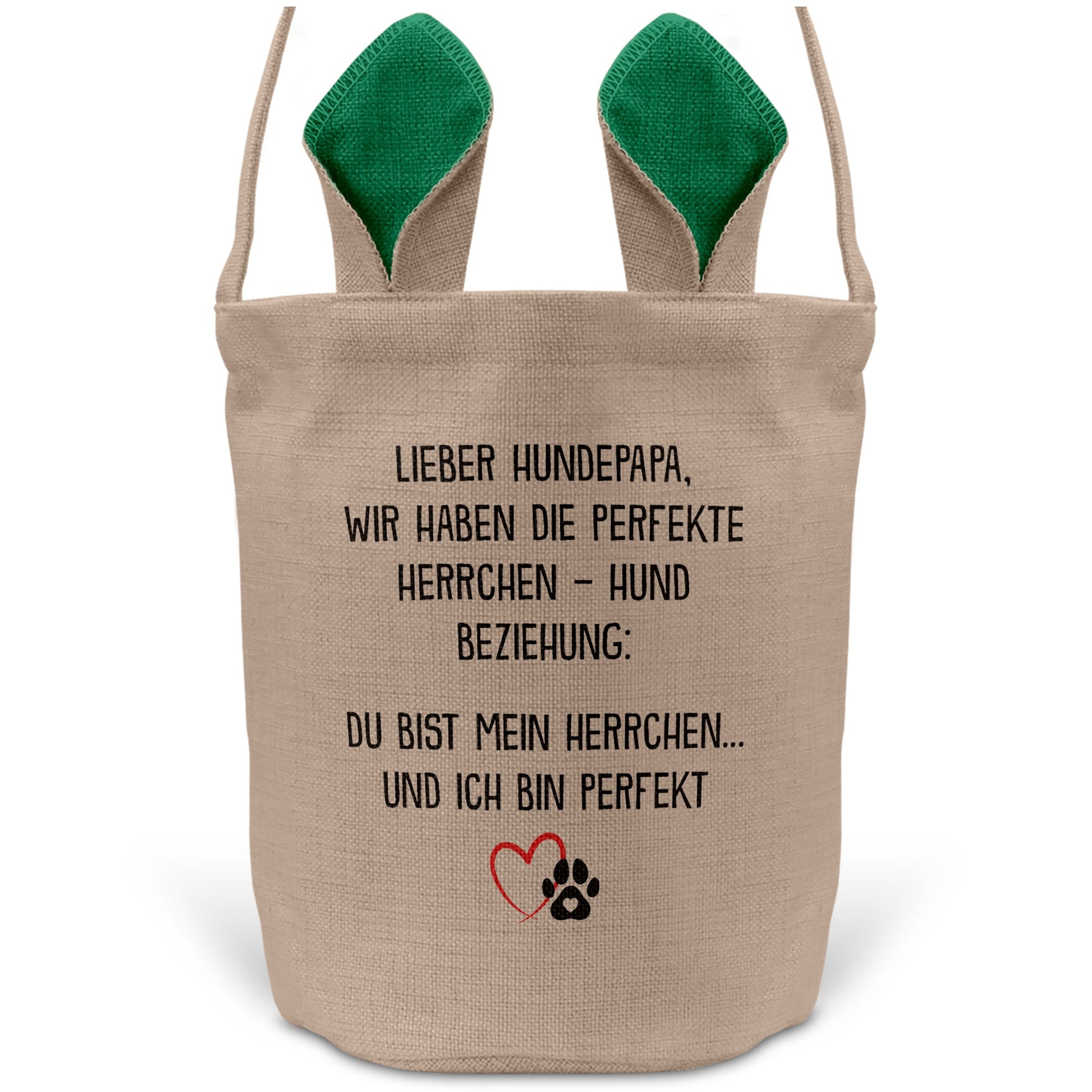 22Feels® Hundepapa Herrchen Hunde Osterkorb mit Henkel Ostergeschenk Tragetasche Ostern Deko Osternest Körbchen Hasenohren (Beige/Grün)-Ostern Tragetasche-22Feels