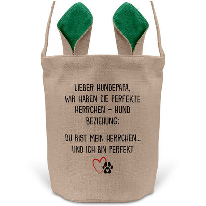 22Feels® Hundepapa Herrchen Hunde Osterkorb mit Henkel Ostergeschenk Tragetasche Ostern Deko Osternest Körbchen Hasenohren (Beige/Grün)-Ostern Tragetasche-22Feels