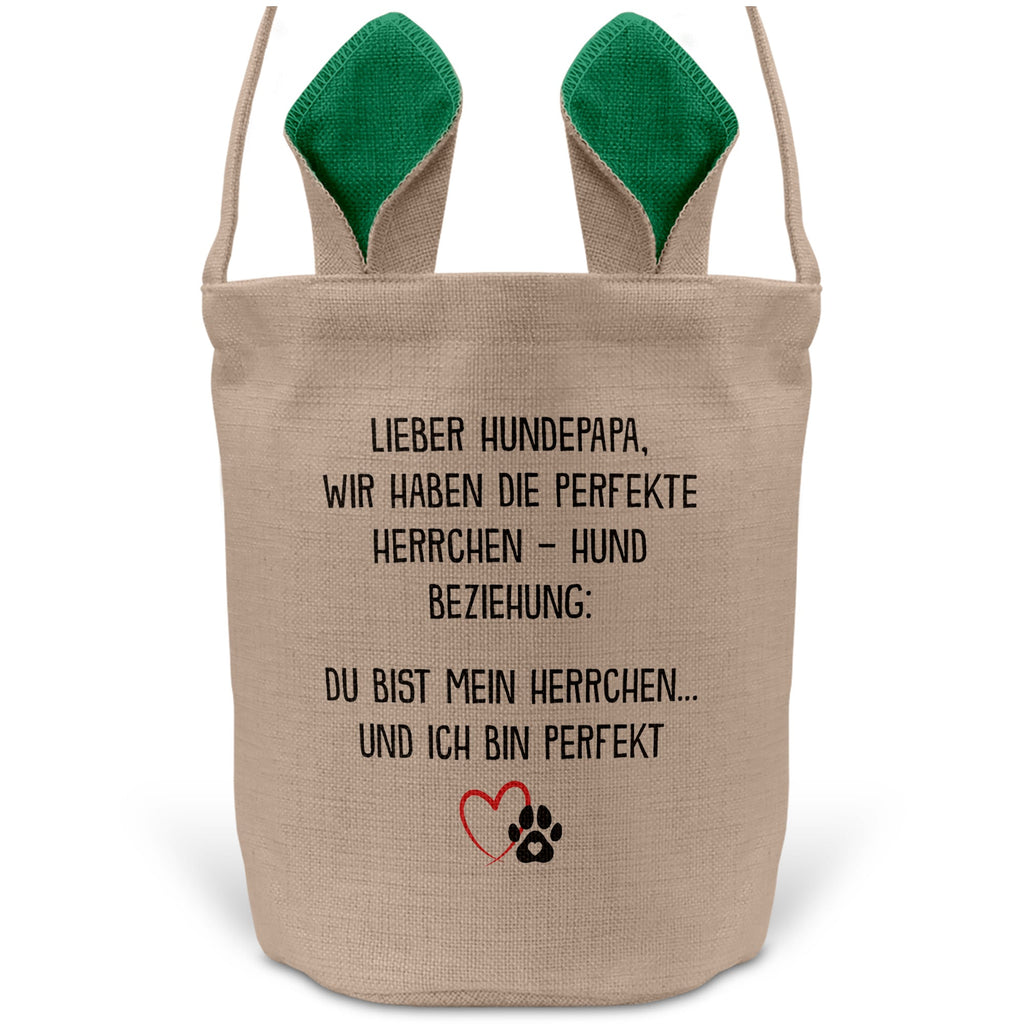 22Feels® Hundepapa Herrchen Hunde Osterkorb mit Henkel Ostergeschenk Tragetasche Ostern Deko Osternest Körbchen Hasenohren (Beige/Grün)-Ostern Tragetasche-22Feels