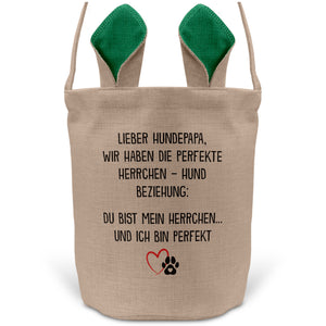 22Feels® Hundepapa Herrchen Hunde Osterkorb mit Henkel Ostergeschenk Tragetasche Ostern Deko Osternest Körbchen Hasenohren (Beige/Grün)-Ostern Tragetasche-22Feels