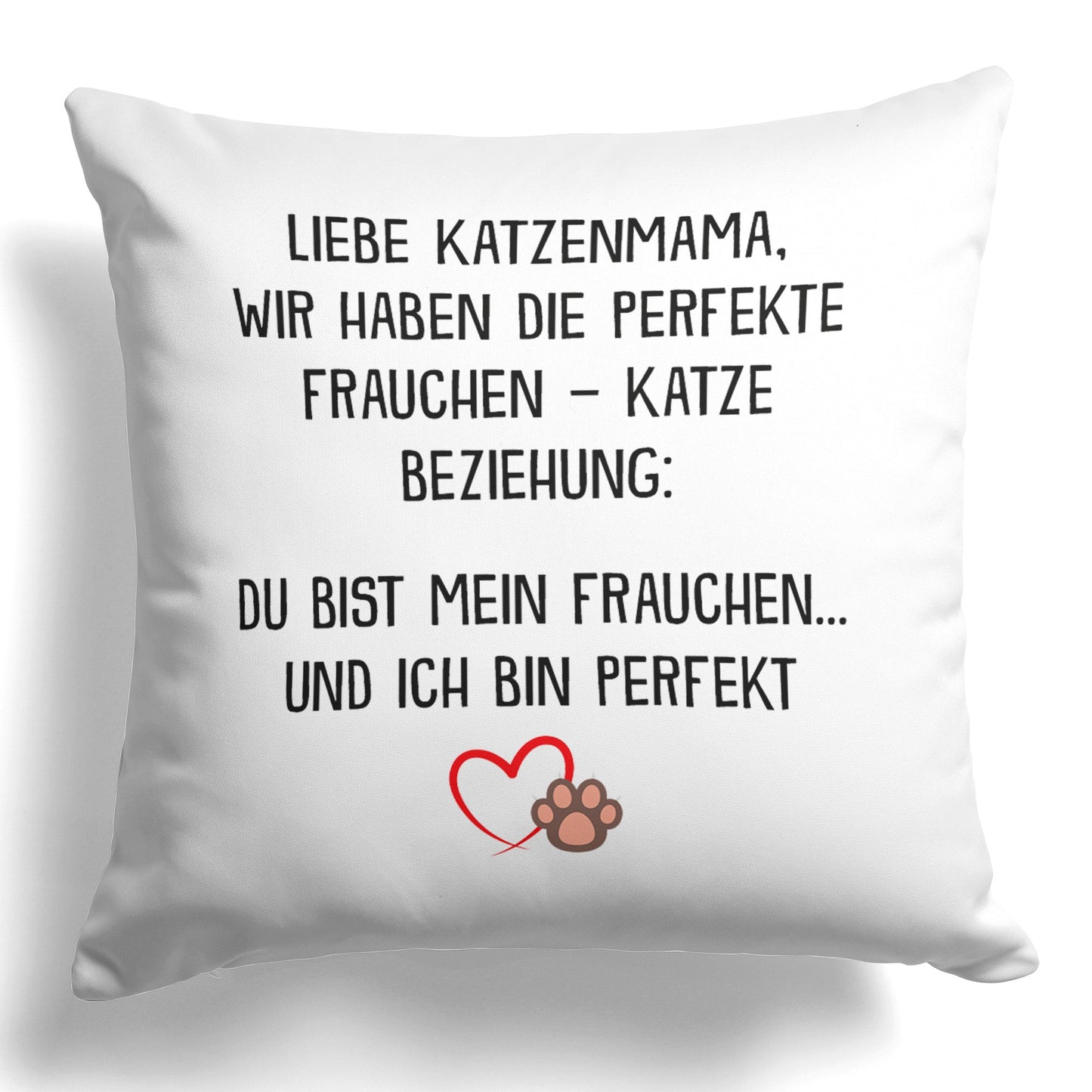 22Feels® Katzenmama Geschenk für Cat Moms und Katzen-Frauchen - Kissen mit Spruch (Weiss 40x40cm)-Kissen Weiss 40x40-22Feels