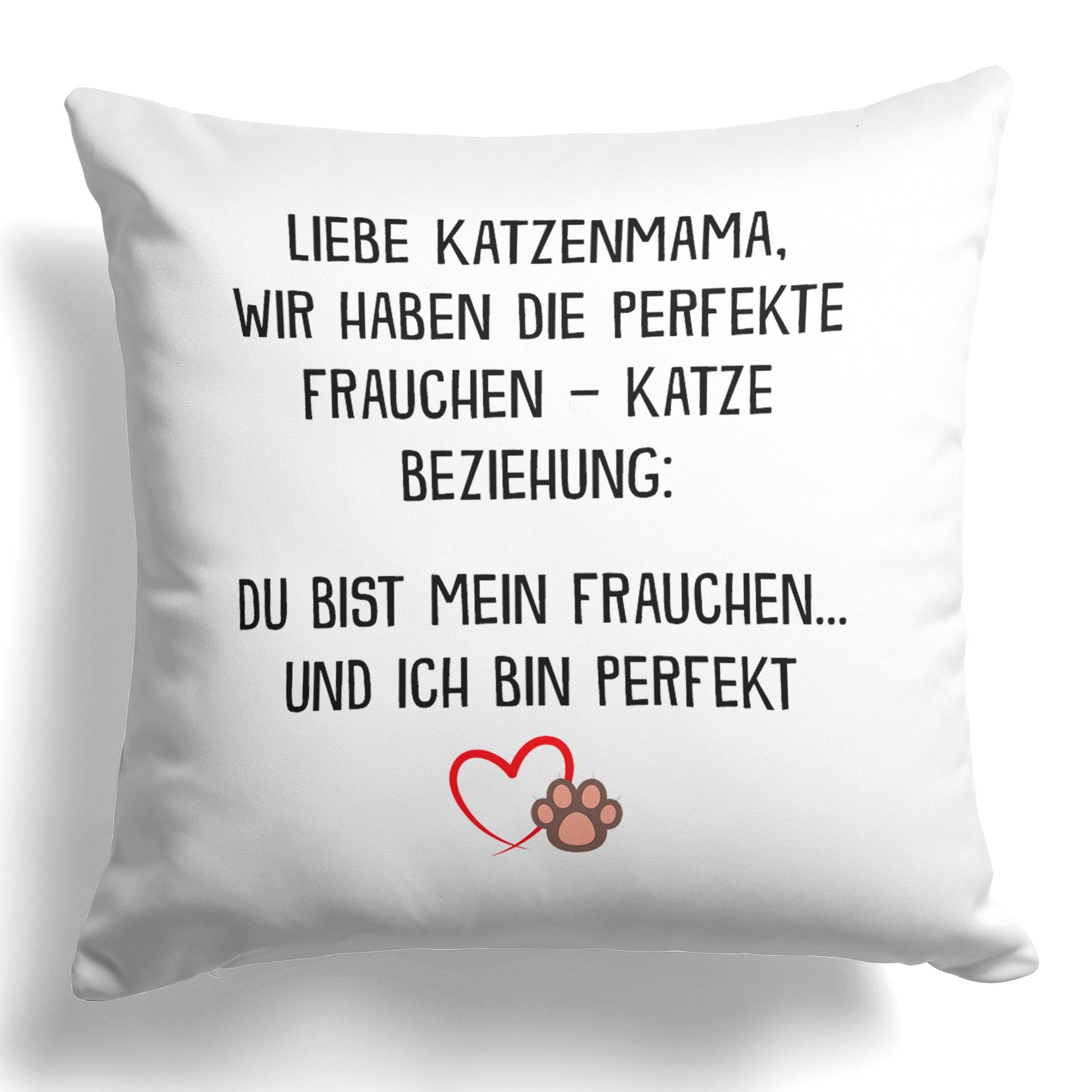 22Feels® Katzenmama Geschenk für Cat Moms und Katzen-Frauchen - Kissen mit Spruch (Weiss 40x40cm)-Kissen Weiss 40x40-22Feels