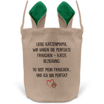 22Feels® Katzenmama Frauchen Katzen Osterkorb mit Henkel Ostergeschenk Tragetasche Ostern Deko Osternest Körbchen Hasenohren (Beige/Grün)-Ostern Tragetasche-22Feels