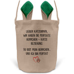22Feels® Katzenpapa Herrchen Katzen Osterkorb mit Henkel Ostergeschenk Tragetasche Ostern Deko Osternest Körbchen Hasenohren (Beige/Grün)-Ostern Tragetasche-22Feels
