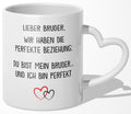 22Feels® Bruder Geschenk - Tasse mit Spruch (Herzhenkel, Weiss, 320ml)-Tasse Weiss Herzhenkel 320ml-22Feels