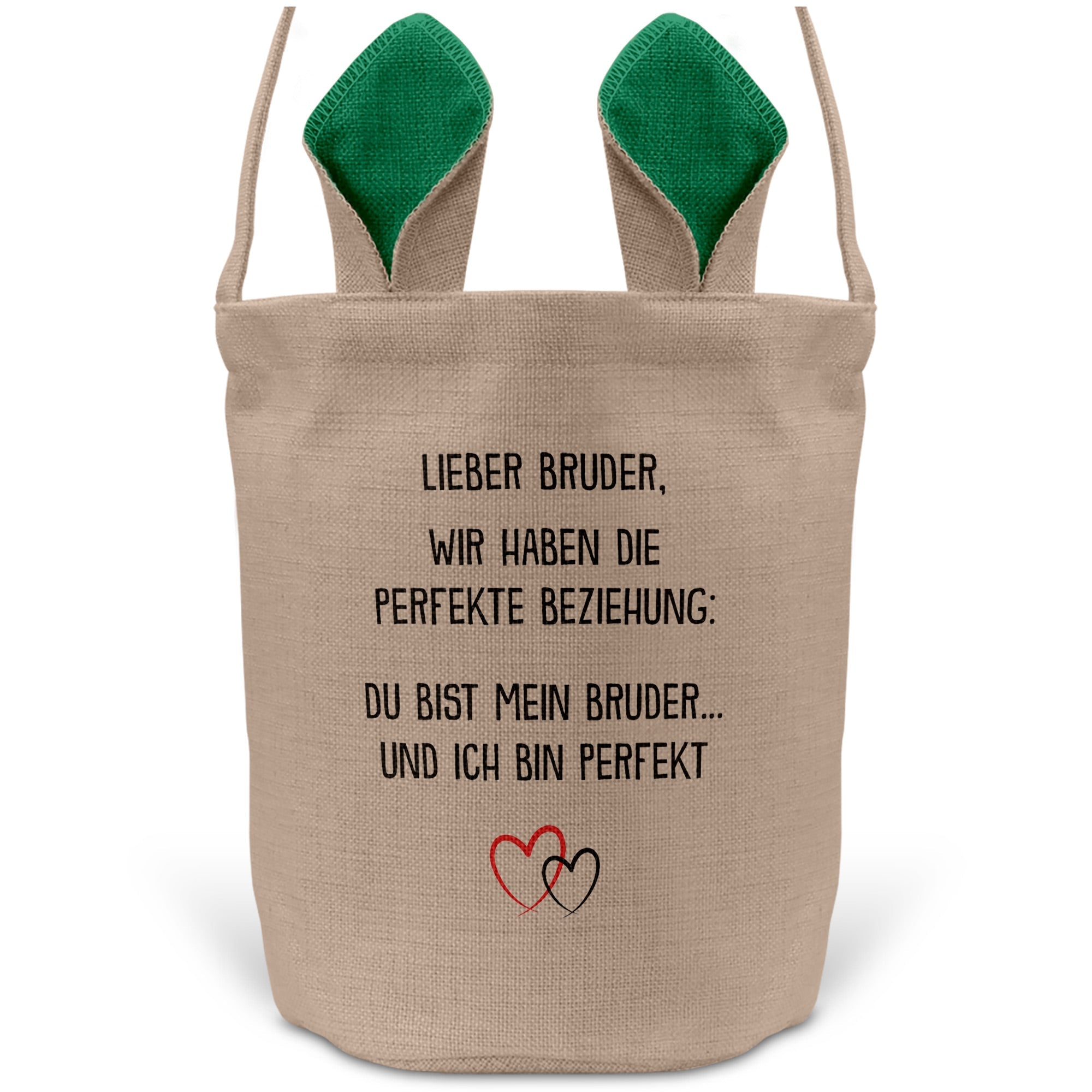 22Feels® Bruder Geschwister Osterkorb mit Henkel Ostergeschenk Tragetasche Ostern Deko Osternest Körbchen Hasenohren (Beige/Grün)-Ostern Tragetasche-22Feels