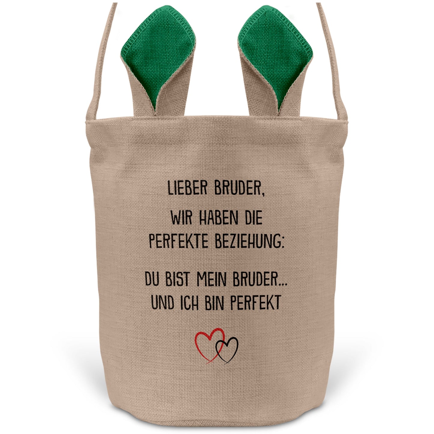 22Feels® Bruder Geschwister Osterkorb mit Henkel Ostergeschenk Tragetasche Ostern Deko Osternest Körbchen Hasenohren (Beige/Grün)-Ostern Tragetasche-22Feels