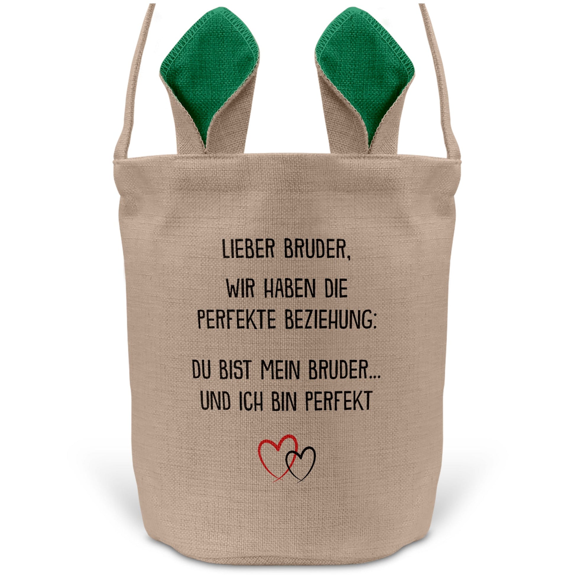 22Feels® Bruder Geschwister Osterkorb mit Henkel Ostergeschenk Tragetasche Ostern Deko Osternest Körbchen Hasenohren (Beige/Grün)-Ostern Tragetasche-22Feels