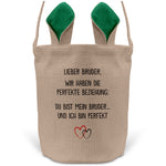 22Feels® Bruder Geschwister Osterkorb mit Henkel Ostergeschenk Tragetasche Ostern Deko Osternest Körbchen Hasenohren (Beige/Grün)-Ostern Tragetasche-22Feels