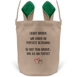 22Feels® Bruder Geschwister Osterkorb mit Henkel Ostergeschenk Tragetasche Ostern Deko Osternest Körbchen Hasenohren (Beige/Grün)-Ostern Tragetasche-22Feels