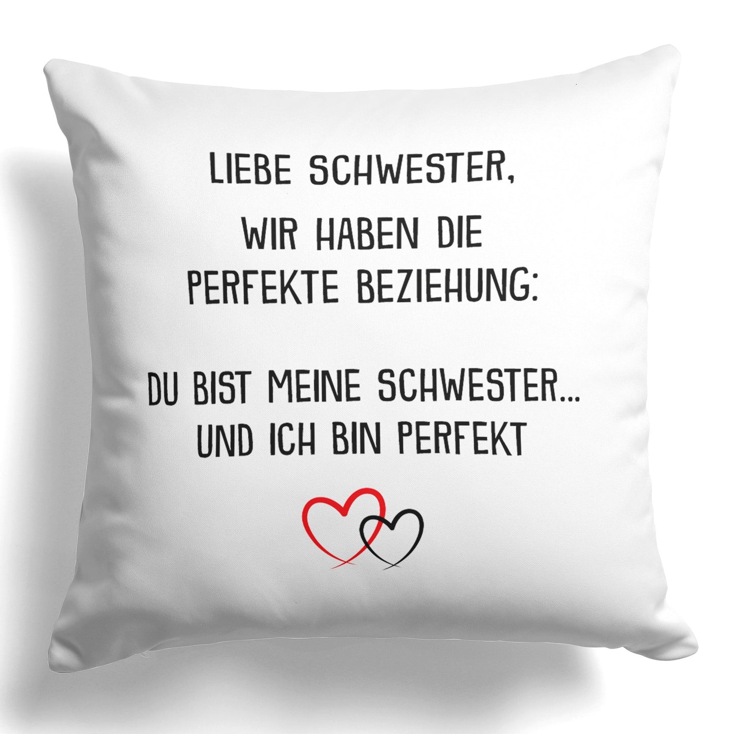 22Feels® Schwester Geschenk - Kissen mit Spruch (Weiss 40x40cm)-Kissen Weiss 40x40-22Feels