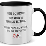 22Feels® Schwester Geschenk - Tasse mit Spruch (Weiss-Schwarz, 320ml)-TwoTone Tasse Weiss-Schwarz 320ml-22Feels