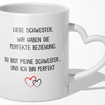 22Feels® Schwester Geschenk - Tasse mit Spruch (Herzhenkel, Weiss, 320ml)-Tasse Weiss Herzhenkel 320ml-22Feels