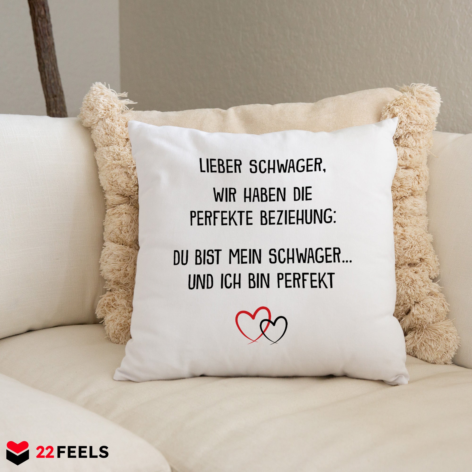 22Feels® Schwager Geschenk - Kissen mit Spruch (Weiss 40x40cm)-Kissen Weiss 40x40-22Feels