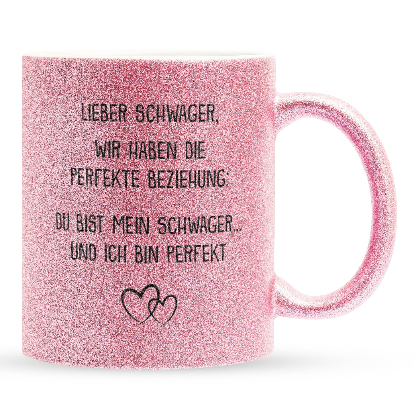 22Feels® Schwager Geschenk - Glitzertasse mit Spruch (Pink, 320ml)-Glitzertasse Pink 320ml-22Feels