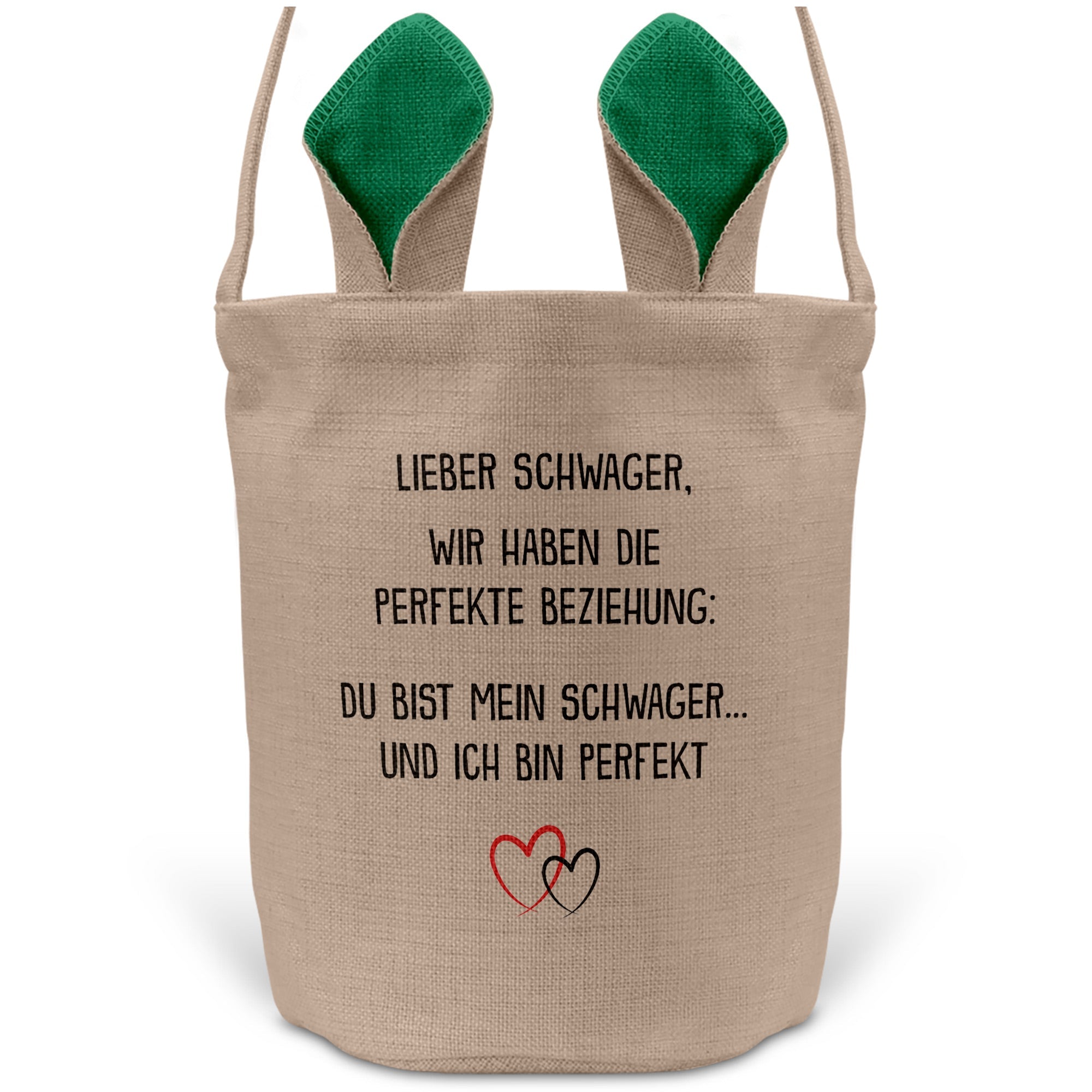 22Feels® Schwager Osterkorb mit Henkel Ostergeschenk Tragetasche Ostern Deko Osternest Körbchen Hasenohren (Beige/Grün)-Ostern Tragetasche-22Feels