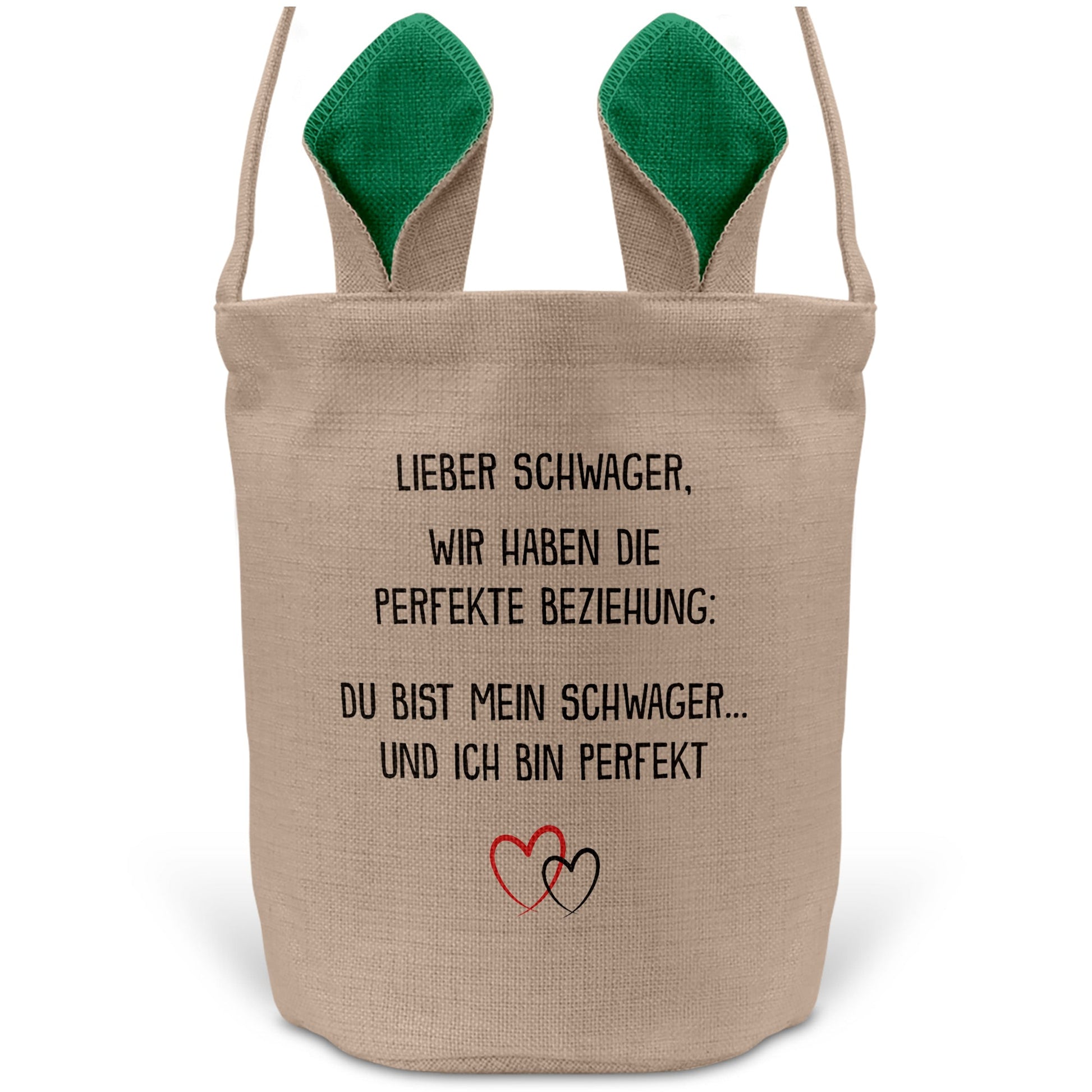 22Feels® Schwager Osterkorb mit Henkel Ostergeschenk Tragetasche Ostern Deko Osternest Körbchen Hasenohren (Beige/Grün)-Ostern Tragetasche-22Feels