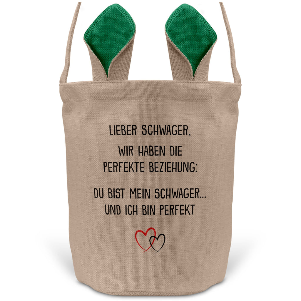 22Feels® Schwager Osterkorb mit Henkel Ostergeschenk Tragetasche Ostern Deko Osternest Körbchen Hasenohren (Beige/Grün)-Ostern Tragetasche-22Feels
