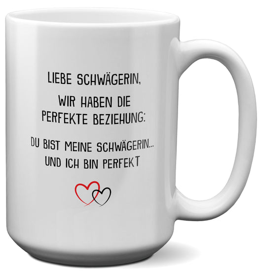22Feels® Schwägerin Geschenk - XL Tasse mit Spruch (Weiss, 440ml)-Weisse XL Tasse 440ml-22Feels