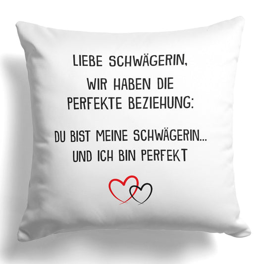 22Feels® Schwägerin Geschenk - Kissen mit Spruch (Weiss 40x40cm)-Kissen Weiss 40x40-22Feels