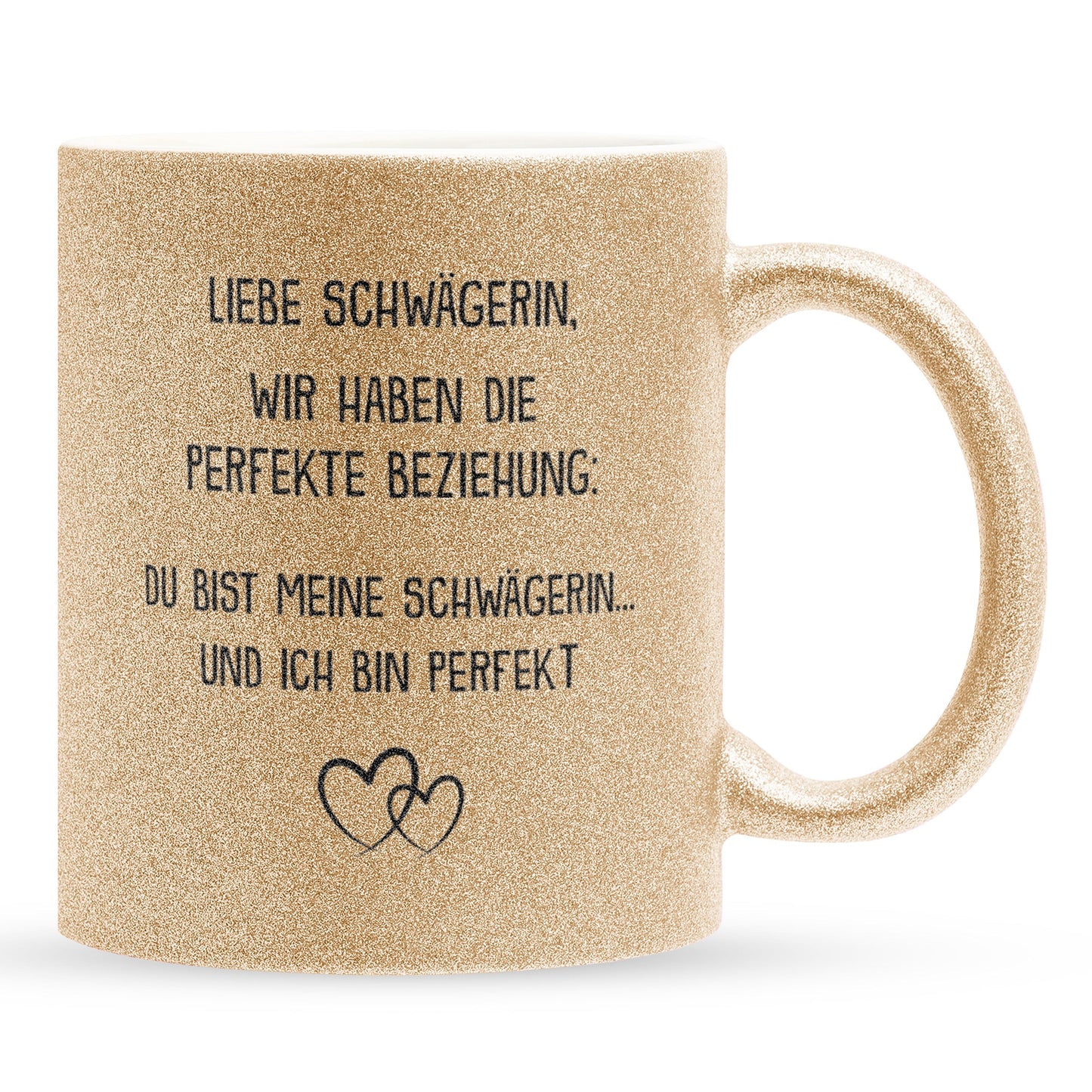 22Feels® Schwägerin Geschenk - Glitzertasse mit Spruch (Gold, 320ml)-Glitzertasse Gold 320ml-22Feels
