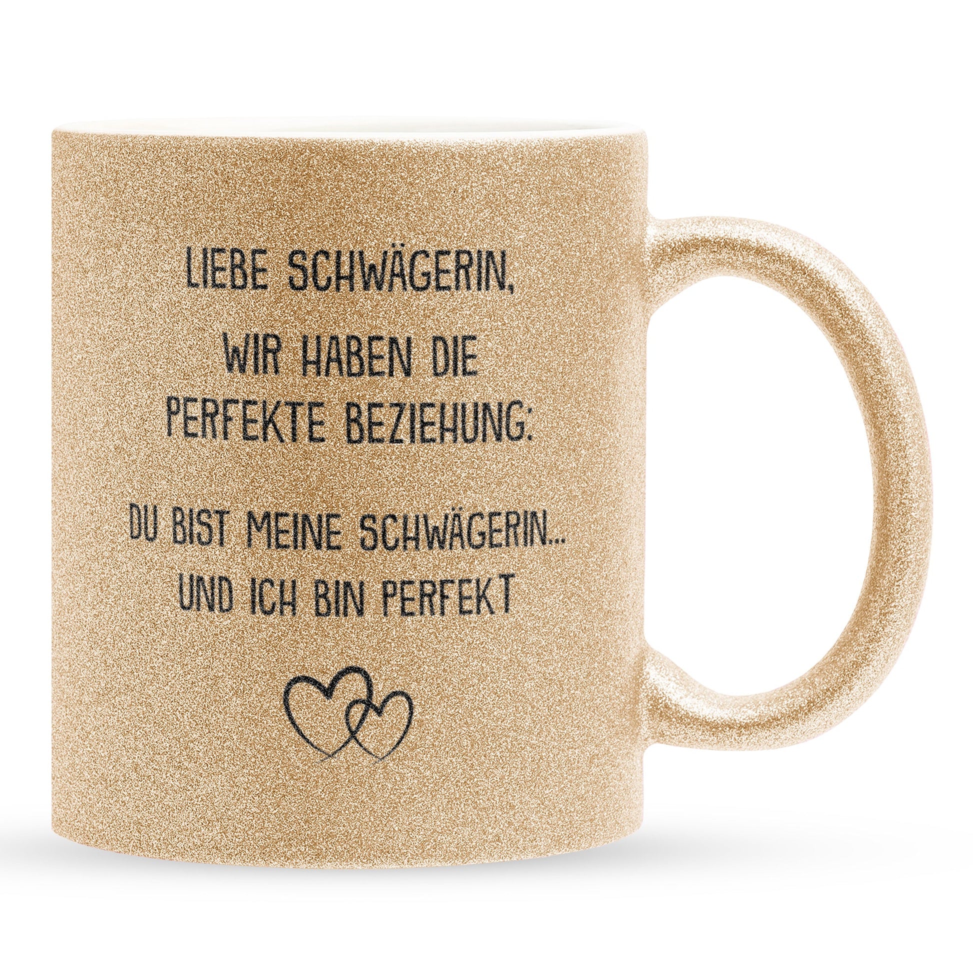 22Feels® Schwägerin Geschenk - Glitzertasse mit Spruch (Gold, 320ml)-Glitzertasse Gold 320ml-22Feels